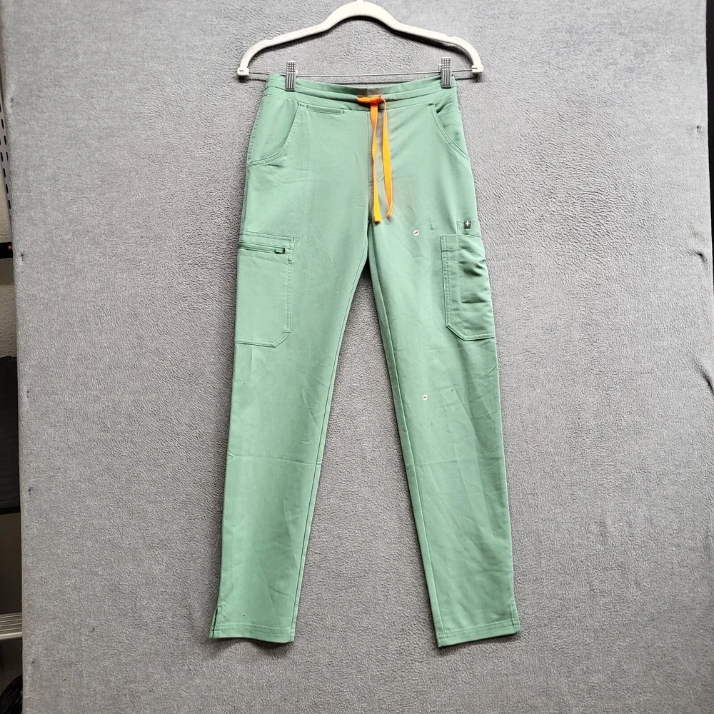 FIGS Women Scrub Bottom 2XS Green Kade Cargo Pants Pockets Drawstring READ